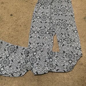 Hanes Monochrome Floral Wide Leg Pants